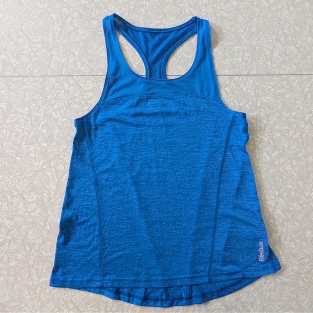 Reebok Speedwick Womens XS Blue Heathered Racerback Mesh Activewear Tank Top